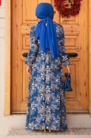  İndigo Blue Hijab Dress 29710IM - 3