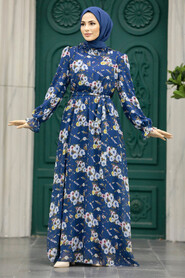  İndigo Blue Hijab Dress 29711IM - 2