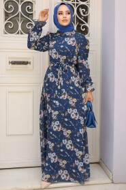  İndigo Blue Hijab Dress 29711IM - 1