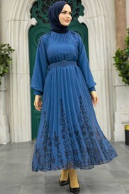  İndigo Blue Hijab Dress 3817IM - 1