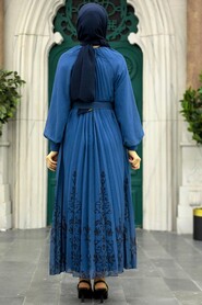  İndigo Blue Hijab Dress 3817IM - 2