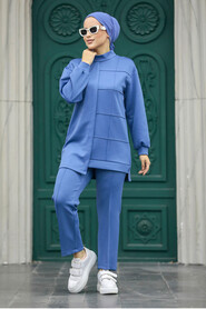  İndigo Blue Hijab Dual Suit 70801IM - 3
