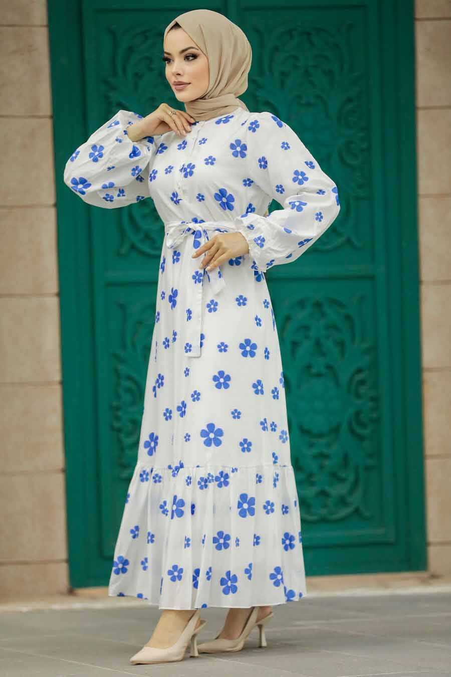 Neva Style - İndigo Blue Hijab For Women Dress 13461IM