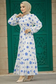 Neva Style - İndigo Blue Hijab For Women Dress 13461IM - Thumbnail