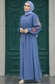  İndigo Blue Hijab For Women Dress 8889IM - 1