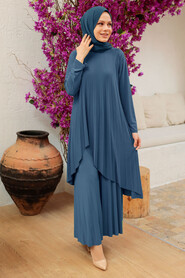  İndigo Blue Hijab For Women Dual Suit 41612IM - NEVA STYLE