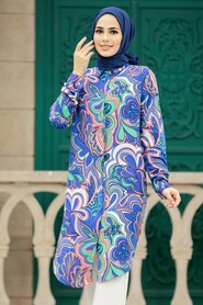  İndigo Blue Hijab For Women Tunic 11605IM - 2