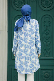  İndigo Blue Hijab For Women Tunic 11631IM - 3