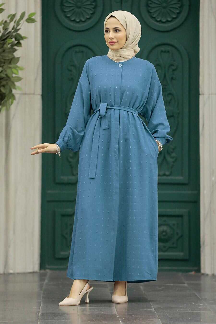  İndigo Blue Hijab For Women Turkish Abaya 88681IM