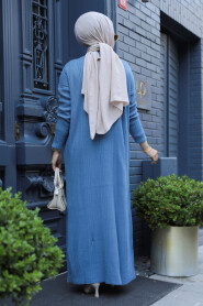  İndigo Blue Hijab Knitwear Dress 34150IM - 3