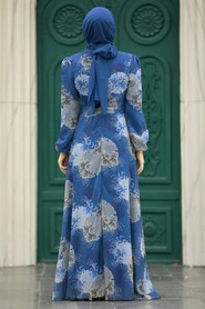  İndigo Blue Hijab Maxi Dress 279323IM - 3