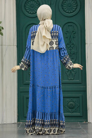  İndigo Blue Hijab Maxi Dress 50094IM - 2