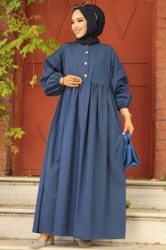  İndigo Blue Hijab Maxi Dress 57347IM - 1