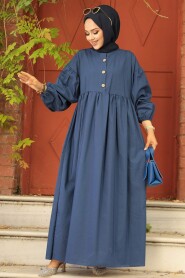  İndigo Blue Hijab Maxi Dress 57347IM - 2