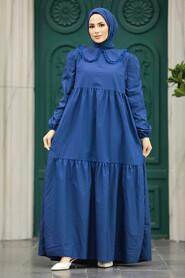  İndigo Blue Hijab Maxi Dress 57348IM - 1