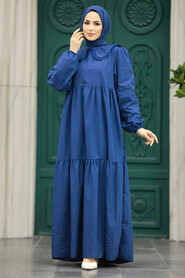  İndigo Blue Hijab Maxi Dress 57348IM - 2