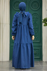  İndigo Blue Hijab Maxi Dress 57348IM - 3