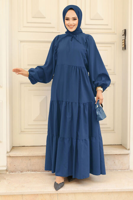  İndigo Blue Hijab Maxi Dress 57349IM - NEVA STYLE
