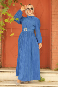  İndigo Blue Hijab Maxi Dress 5936IM - 2