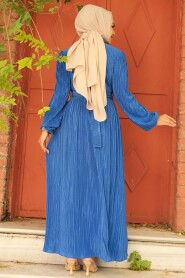  İndigo Blue Hijab Maxi Dress 5936IM - 4