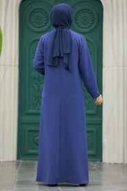 Neva Style - İndigo Blue Hijab Plus Size Turkish Abaya 10086IM - Thumbnail