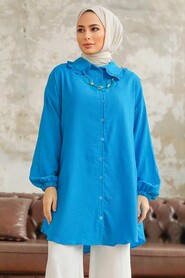  İndigo Blue Hijab Shirt 1114IM - 2