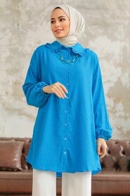  İndigo Blue Hijab Shirt 1114IM - 1