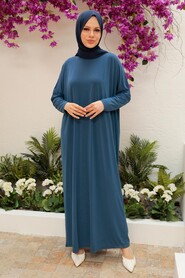  İndigo Blue Hijab Turkish Abaya 17801IM - 1