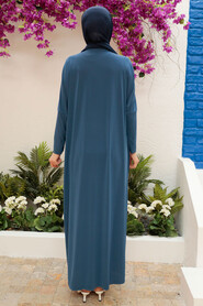 İndigo Blue Hijab Turkish Abaya 17801IM - 4