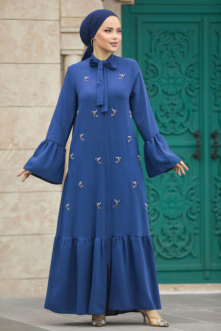  İndigo Blue Hijab Turkish Abaya 20009IM - NEVA STYLE