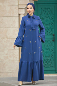  İndigo Blue Hijab Turkish Abaya 20009IM - 3