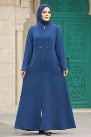  İndigo Blue Hijab Turkish Abaya 60125IM - 2