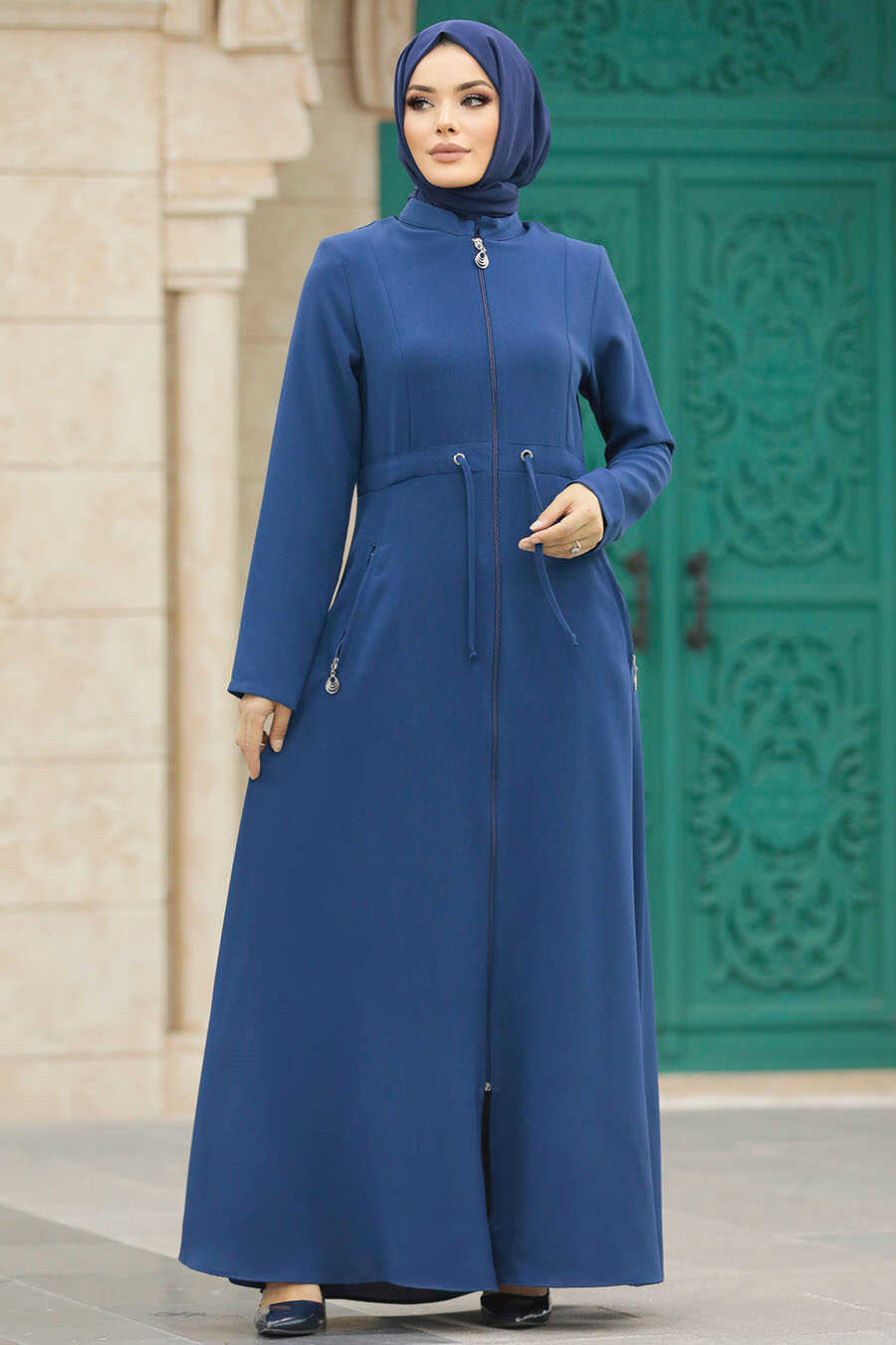 Neva Style - İndigo Blue Hijab Turkish Abaya 60125IM