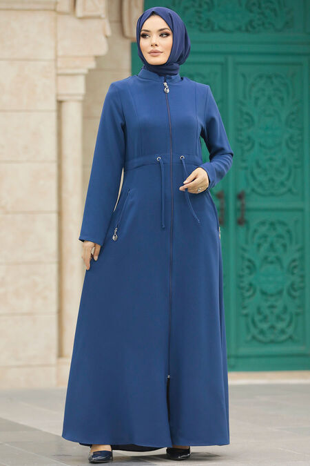  İndigo Blue Hijab Turkish Abaya 60125IM - NEVA STYLE