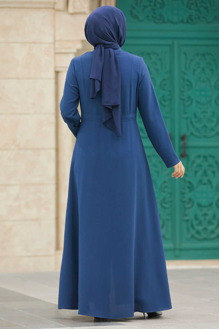 Neva Style - İndigo Blue Hijab Turkish Abaya 60125IM