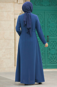 Neva Style - İndigo Blue Hijab Turkish Abaya 60125IM - Thumbnail