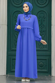  İndigo Blue Hijab Turkish Dress 414IM - 1