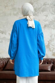  İndigo Blue Hijab Turkish Shirt 11221IM - 2