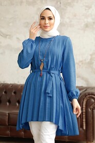  İndigo Blue Hijab Turkish Tunic 41233IM - NEVA STYLE