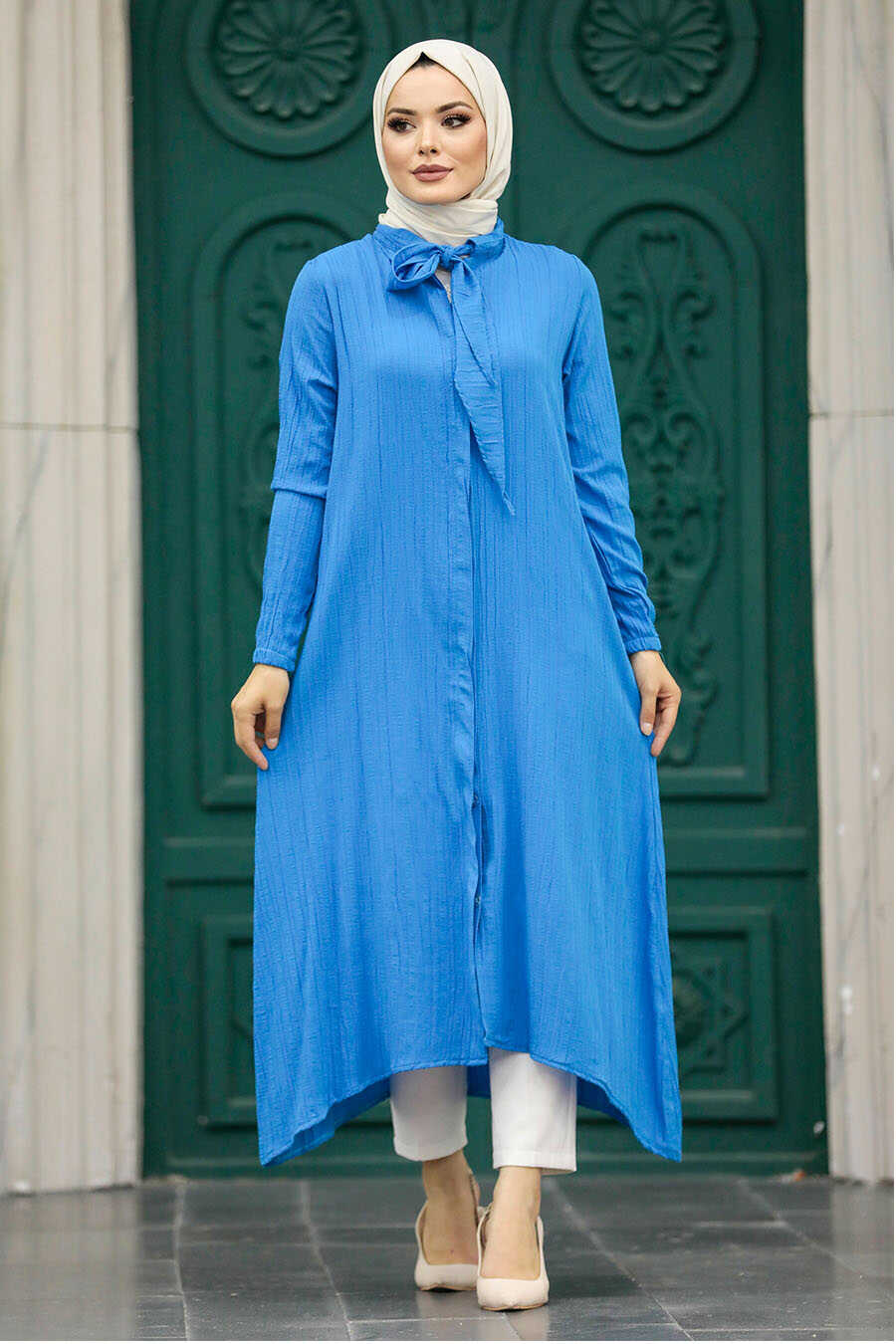 Neva Style - İndigo Blue Hijab Turkish Tunic 5401IM