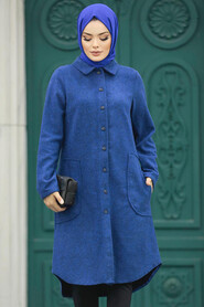  İndigo Blue Hijab Turkish Tunic 5951IM - 2