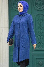  İndigo Blue Hijab Turkish Tunic 5951IM - 3