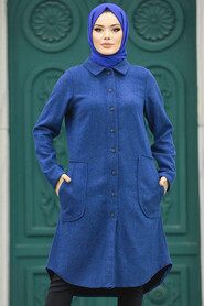  İndigo Blue Hijab Turkish Tunic 5951IM - 1