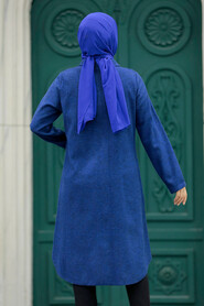  İndigo Blue Hijab Turkish Tunic 5951IM - 4