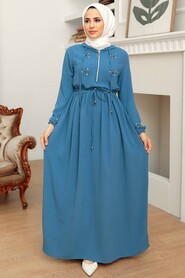  İndigo Blue Hijab Maxi Dress 13260IM - 1