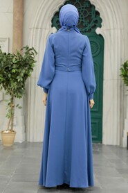  İndigo Blue Islamic Clothing Dress 3425IM - 3