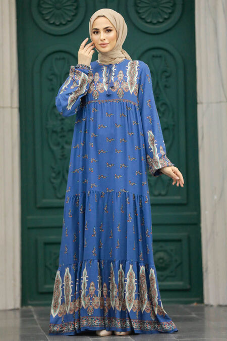  İndigo Blue Islamic Clothing Dress 50092IM - NEVA STYLE