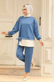 Neva Style - İndigo Blue Islamic Clothing Dual Suit 71201IM - 1