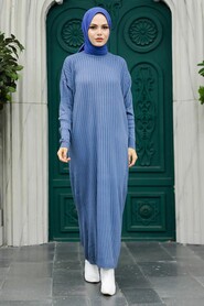  İndigo Blue Knitwear Modest Dress 20161IM - 3