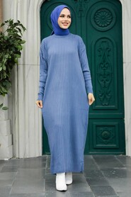  İndigo Blue Knitwear Modest Dress 20161IM - 2
